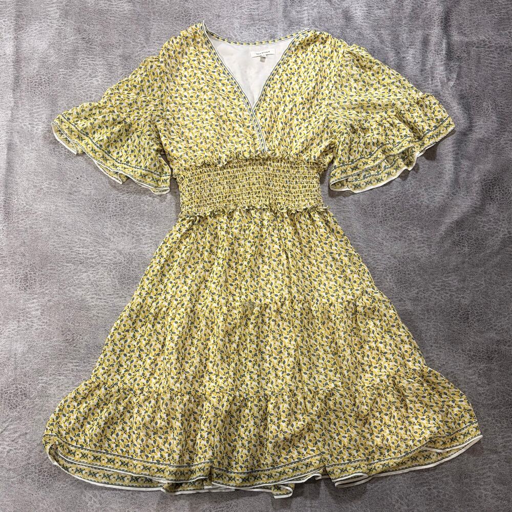 Max Studio Yellow Floral Ruffle Mini Dress